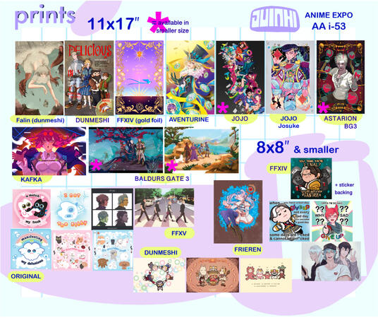 11 x 17" Prints $20 for 1, 2 for $35 8 x 8" and medium Prints $15 for 1, 3 for $35 Post card and smaller $7 for 1, 3 for $15